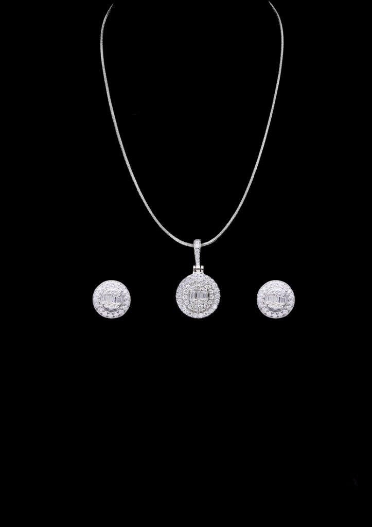 White Gold Pendant with Chain & Earring Set (0.51 CT & 0.52 CT, VS-SI Clarity, G-H Color)