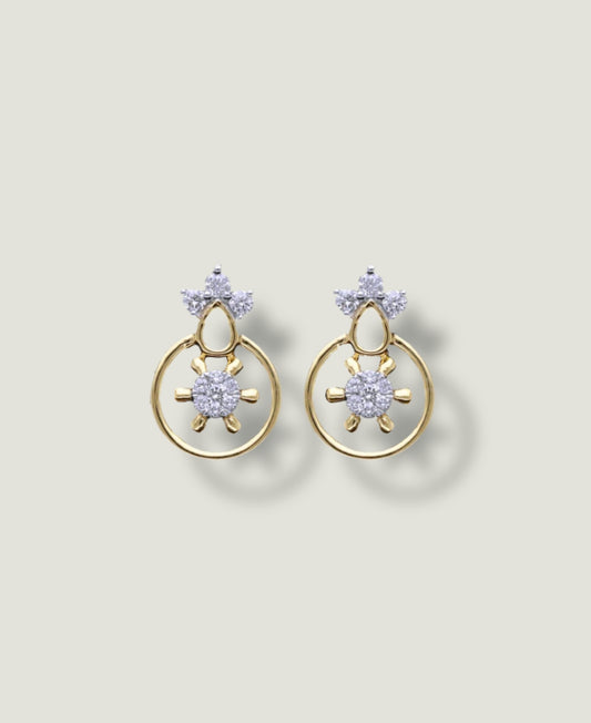 Yellow Gold 18K Earring with Natural Diamond (0.24 CT, VS-SI Clarity, G-H Color)