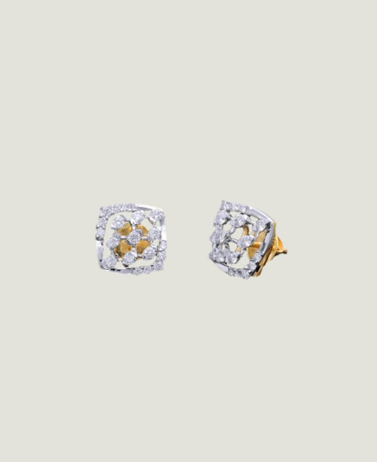 Yellow Gold 18K Earring with Natural Diamond (0.98 CT, VS-SI Clarity, G-H Color)